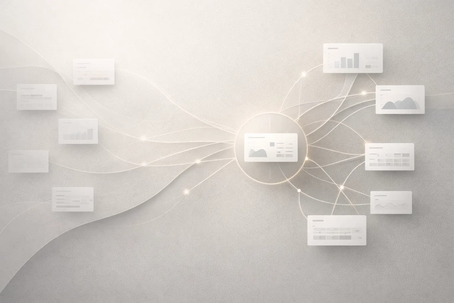 Abstract visual of scattered data becoming connected and clear for better decision-making.